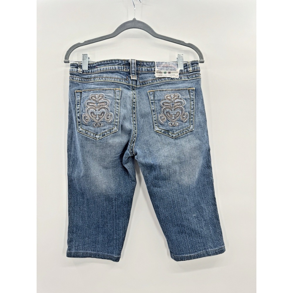 VTG Y2K Leo Roma Jean Size 9 Denim Jorts Short Low Rise Embroidered Pocket Italy - Picture 3 of 11